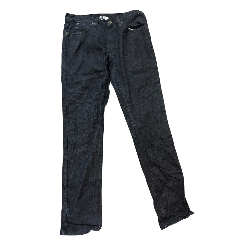 Free World Mens Dark Wash Black Straight Leg Denim Jeans Size 31 Skateboarding